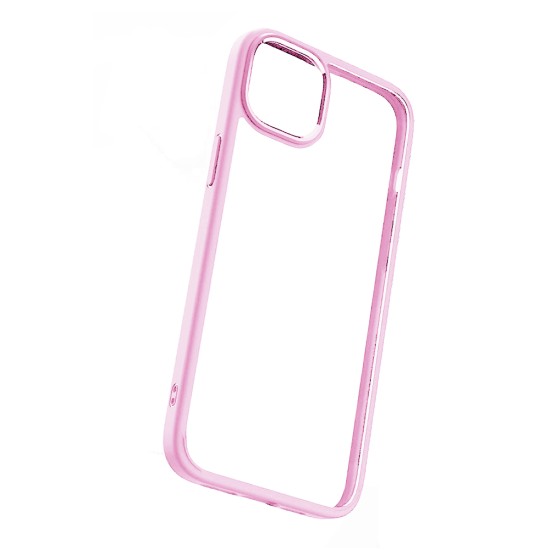 Silicone Case with Transparent Body for Apple iPhone 15 Pink